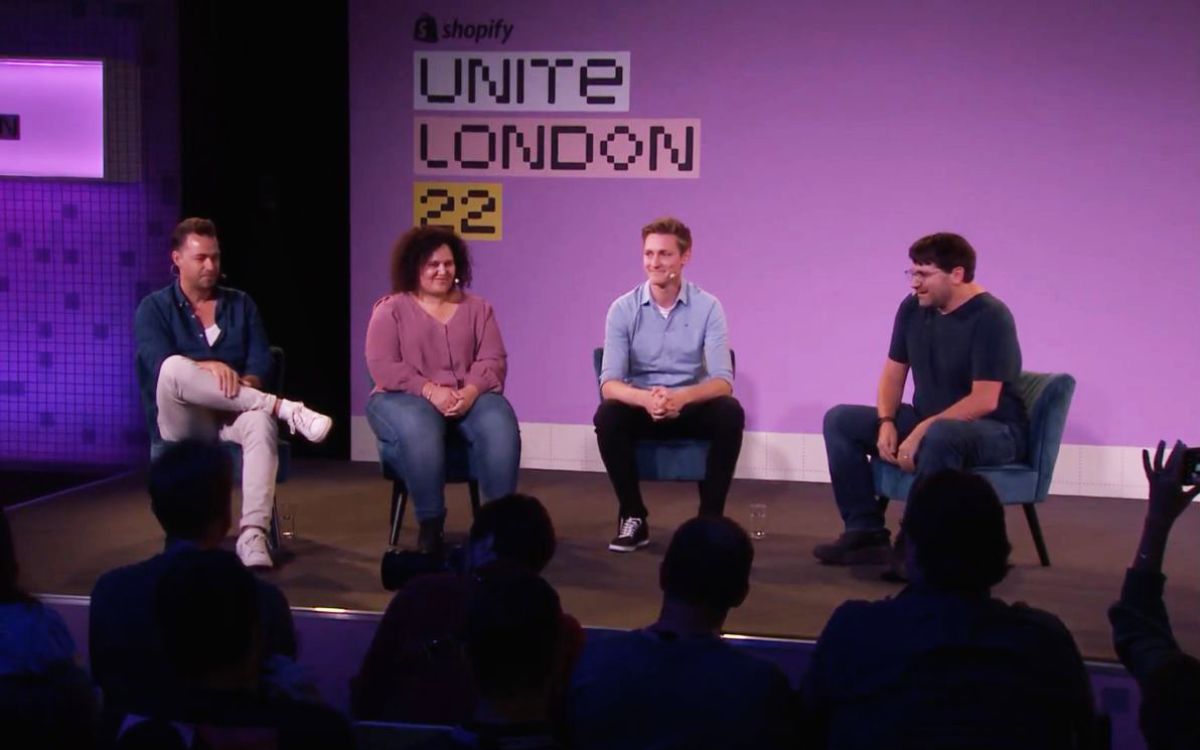 Jan Damek speaking at Shopify Unite London 2022