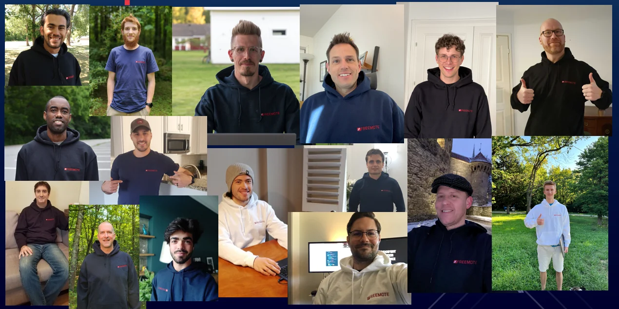 Freemote students wearing their training merchandise