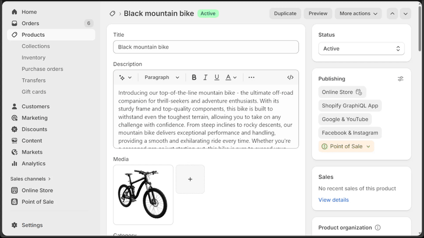 Demo of a Shopify Admin Action opening a popup from the More Actions menu