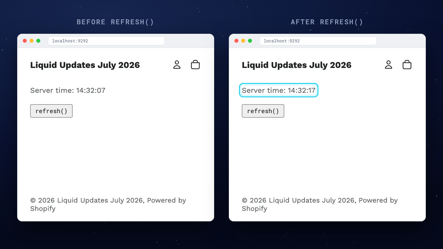 The page before and after clicking the refresh button, with only the server time changing and the rest of the page identical