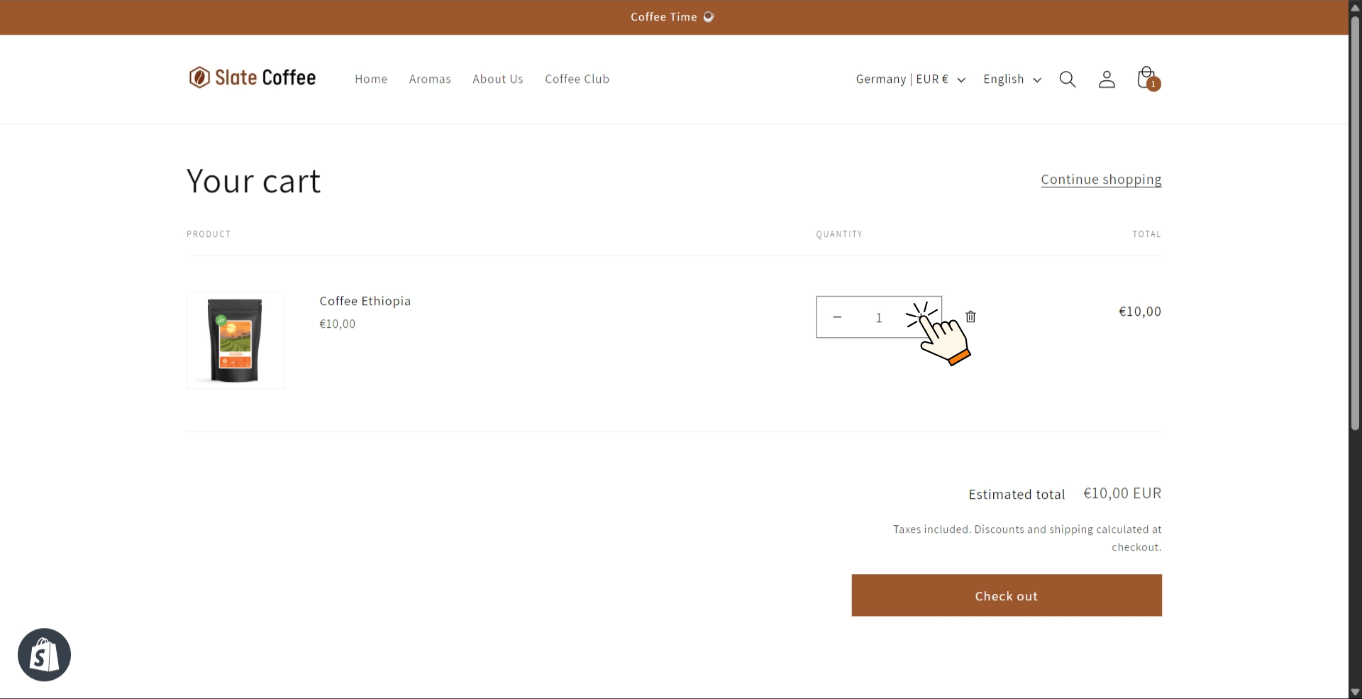 Updating the product quantity in cart