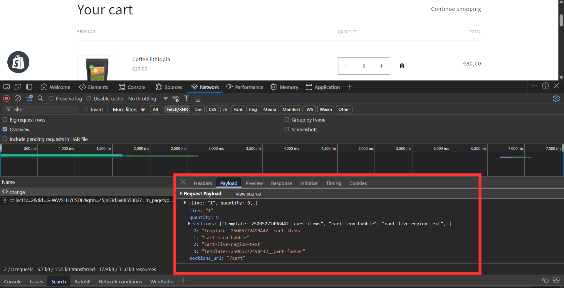 Viewing the request in the browser