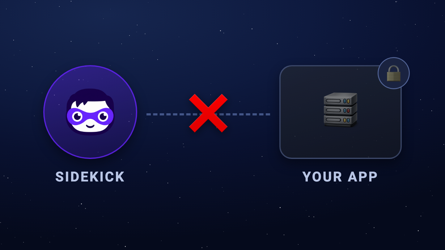 Sidekick disconnected from your app, with a red cross on the connection and the app locked