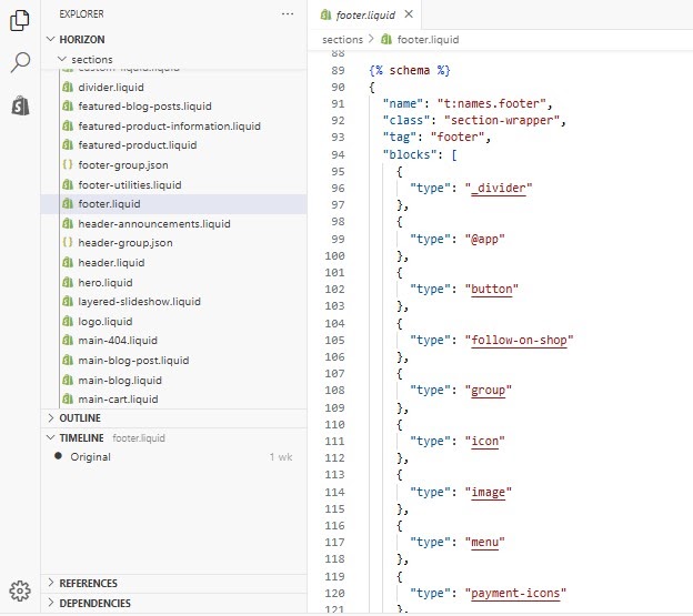 Defining which blocks are allowed in a section