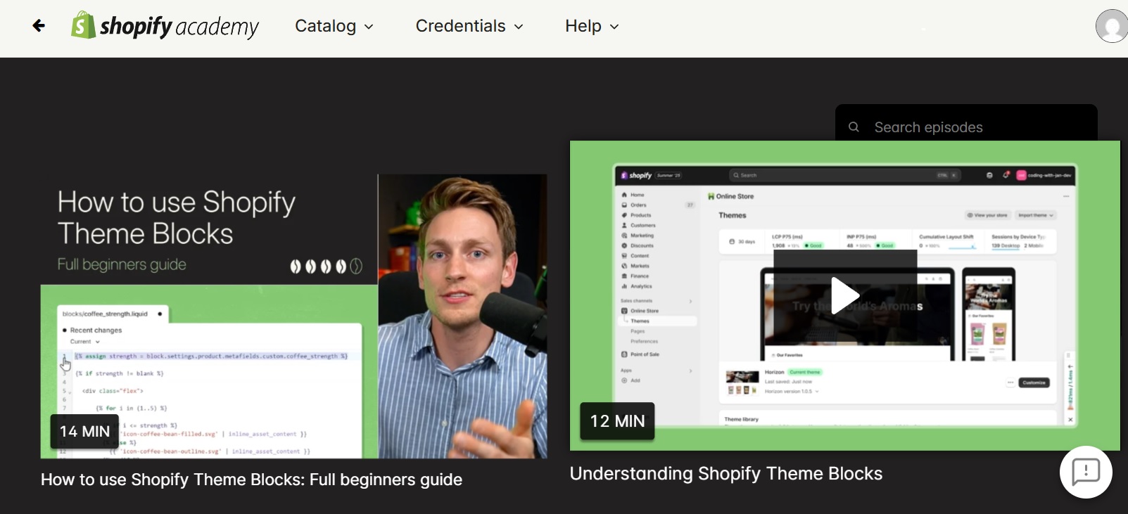 Shopify Academy Theme Blocks video course
